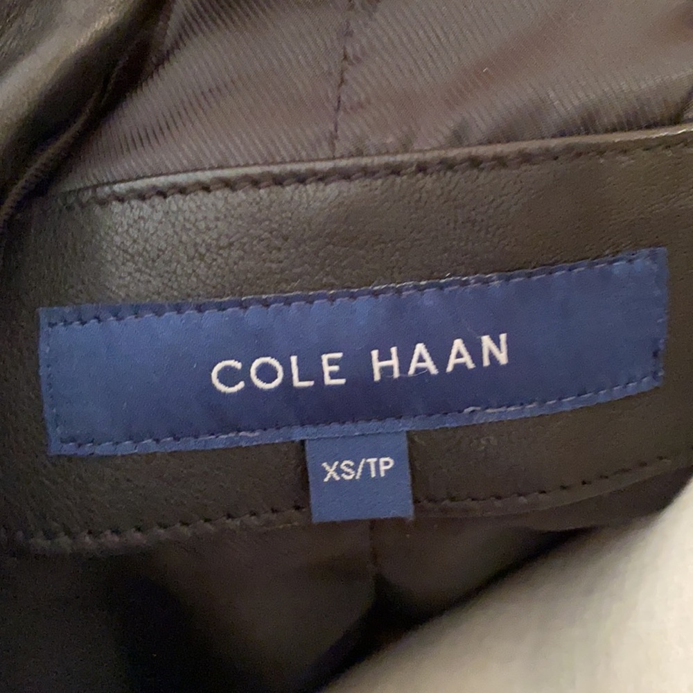 Cole Haan Genuine Leather Racer Jacket with Quilted Panels Sz XS - Picture 5 of 9